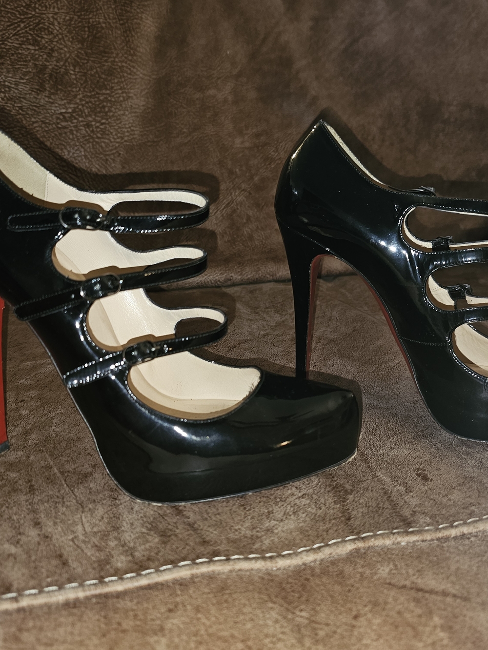 Louboutin Black Patent Mary Jane Platform Heels